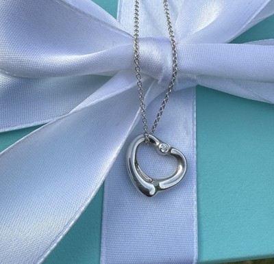 Tiffany & Co. Silber Peretti Doppel Diamant offenes Herz 16'' Halskette, UVP £1050