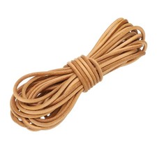 Round Leather Cord, 3mm x 5.5 Yards Full-Grain Leather String Rope, Light Brown