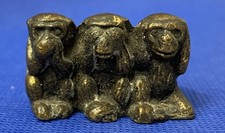 VTG Brass 3 Wise Monkeys Hear Speak & See No Evil Peerage England - Free Post