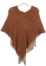 Kids Pullover V-Neck Poncho in Camel Knitted Chiffon Sz 5/6 NWT