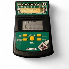 Vintage Radica Blackjack 21 Pocket Handheld Electronic Video Game 
