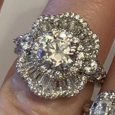 Cubic Zirconia Sterling Silver Art Deco Ring