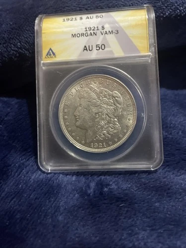 Sliver 1921 Morgan Dollar AU 50 VAM-3