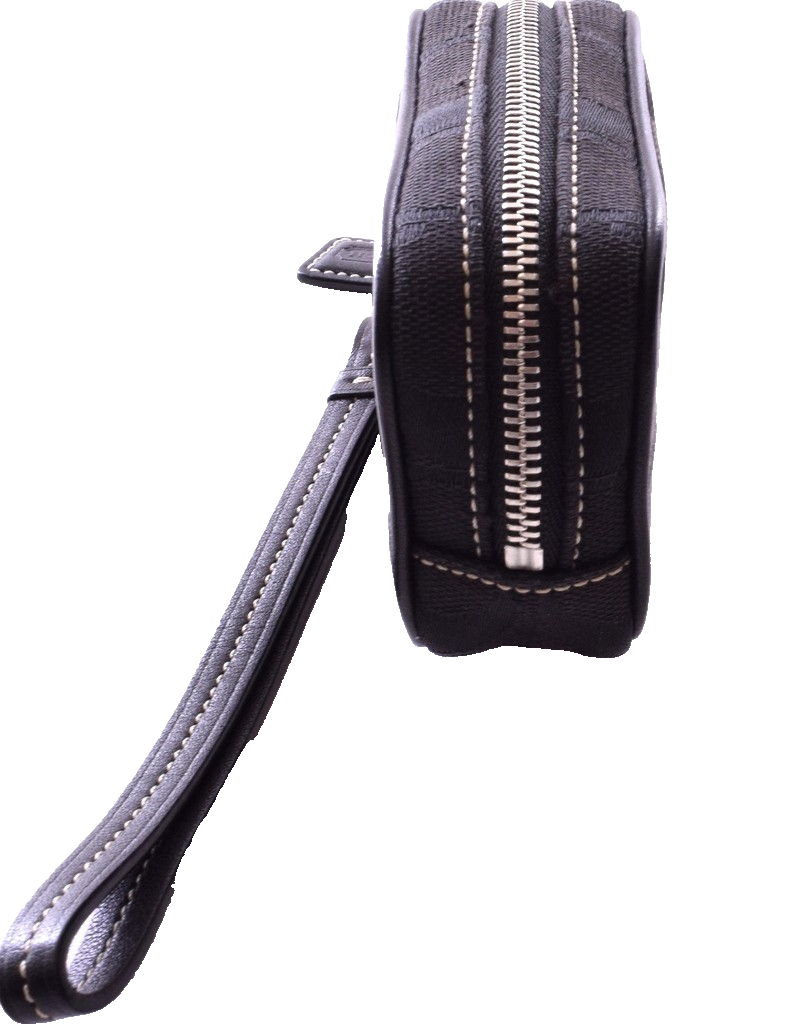 Coach Signature Black Canvas Mini JAMIE Wristlet Zip Pouch Y2K