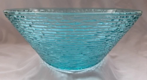 Vintage Anchor Hocking Soreno Aquamarine Glass Serving Bowl 11"