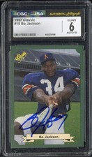 1987 Classic Green #15 Bo Jackson Autograph Auto CGC JSA 6 AUTO 10 EX-NM
