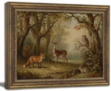 Vintage Gold Framed Wall Art Moody Woodland Animals Wall Art Whimsical Forest...