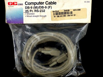 NEW GC Electronics 45-306 Computer Cable DB-9 (M) / DB-9 (F) 25FT, RS-232, 45306