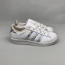Nike Trainers Superstar White Silver Glitter UK 3 US 3.5 EU 35.5 Lace Up Leather