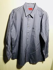 Mens Alfani Fitted Purple StrippedLg Sleeve Button Dn Shirt Sz 18 34/35 XX Lrg