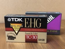 TDK VHS C CAMCORDER CASSETTE 2 PACK TC-30 EXTRA HIGH GRADE  Maxell HGX Gold 30