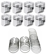 SILVOLITE Flat Top Pistons/8+CAST Rings for Dodge Plymouth Mopar 340 1968-71 STD