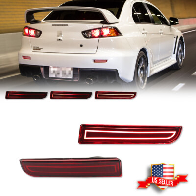 Rear Bumper Reflector Brake LED Tail Signal For Mitsubishi Lancer Evo Outlander