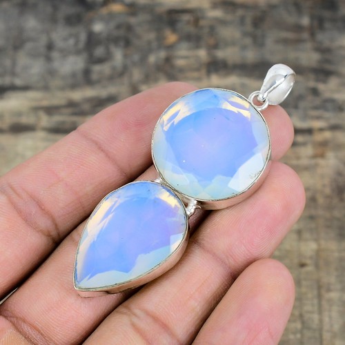 Colgante de joyería de plata de ley 925 hecho a mano con piedras preciosas de ópalo lechoso para cumpleaños - Imagen 3 de 4