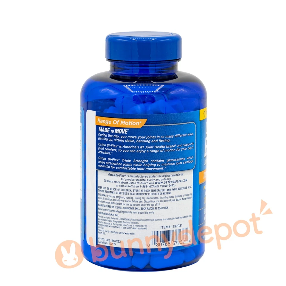 Osteo Bi-Flex Joint Health Triple Fuerza Glucosamina Condroitina 200 tab 2027+ Foto 3 de 3