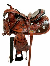 Western Barrel Racing Horse Saddle Premium Leather with tack set 10'' to 18' in