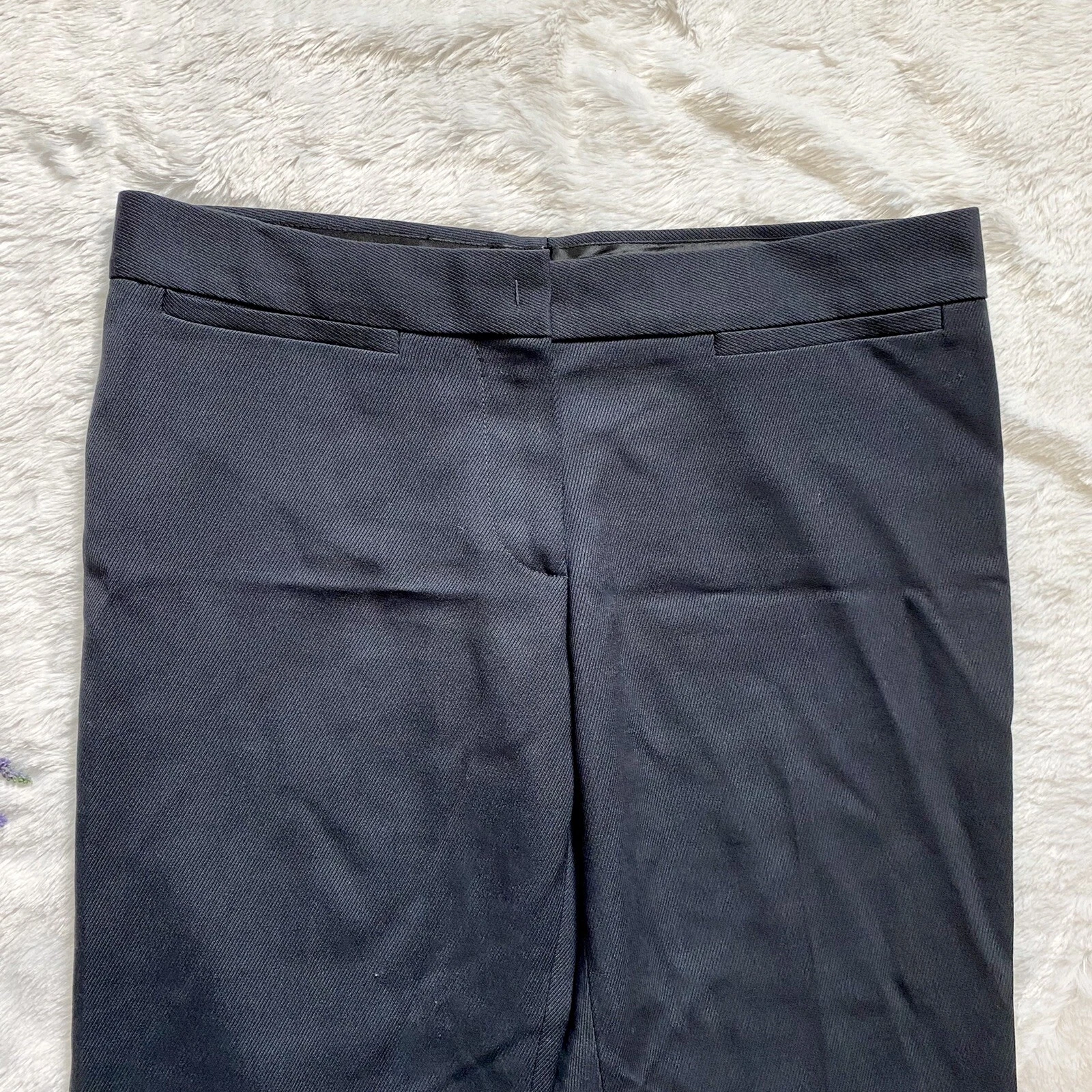 Pantaloni eleganti Miu Miu neri in twill taglia 44 US 8 lana gamba dritta classici senza tempo