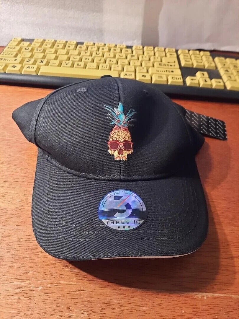 NEW Three in Pineapple Goodfellow Baseball Hat Black
