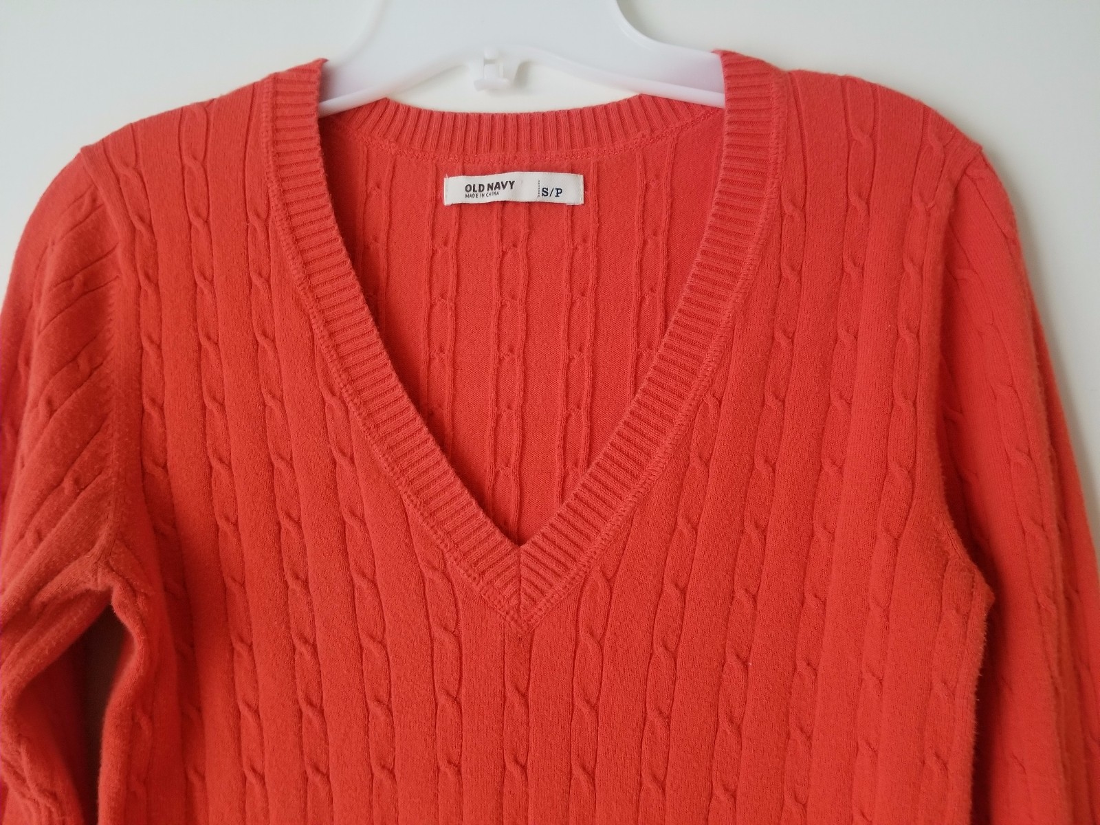 Old Navy Basic Solid Orange Long Sleeve V Neck Pu… - image 2