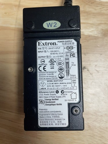 Extron Power Supply 28-071-57LF 12VDC 12V 1.0A , No Power Cord