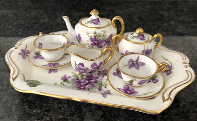 Hammersley Bone China viktorianische Vintage Veilchen Miniatur Teekanne SET. RAR