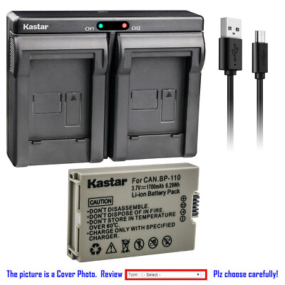 Kastar BP-727 Battery & Charger Kit For Canon VIXIA HF Cameras - 3200mAh, Fully Decoded