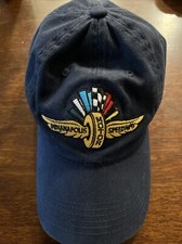 Indianapolis Motor Speedway Mens Slideback Hat Cap Navy Blue Embroidered Logo