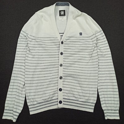 G-Star Raw Herren Strickjacke Größe XS-S Slim Fit Weiß Morton-Knit