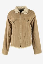 Corduroy Jacket Vintage Sherpa Cord Zip Retro 90s Coffee Size Xxl - C3364