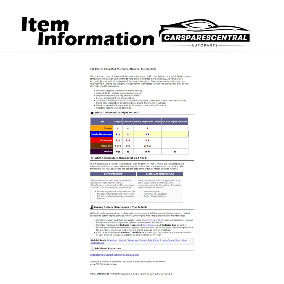 Termostato de refrigerante del motor para Ford Explorer 2013-2015 2,0 L Foto 3 de 4