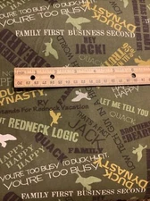 Springs Creative Products Duck Dynasty Sayings Green BTY