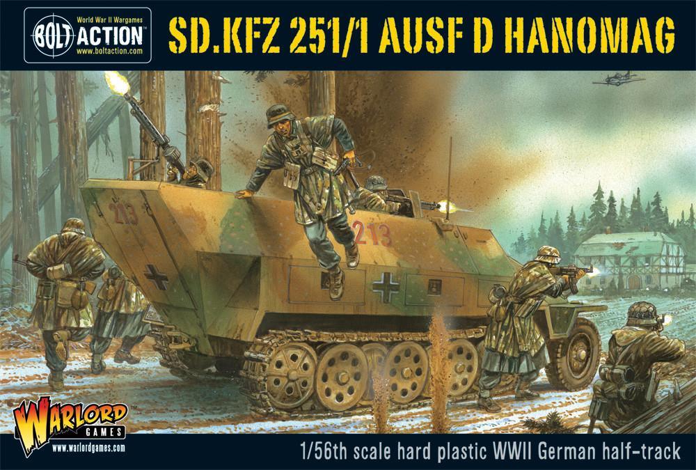 Sd.Kfz 251/1 ausf D halftrack - 1:56 / 28mm Plastic Scale Model Vehicle For Bolt