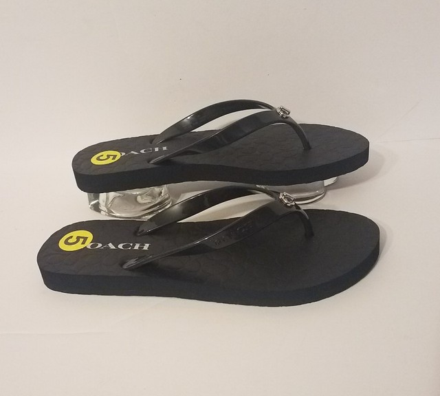 womens black coach flip flops