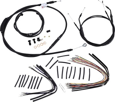 Extended Black Control Cable Kit For Dynas - 16'' tall bars Burly Brand B30-1047