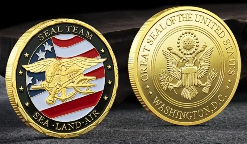 U.S. NAVY, SEAL TEAM, SEA LAND AIR, CHALLENGE COIN, GOLD. Free Shipping