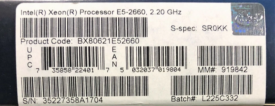 Intel BX80621E52660 SR0KK Xeon E5-2660 20M Cache, 2.20 GHz, 8.00 GT/s QPI NEW - Image 2 of 2