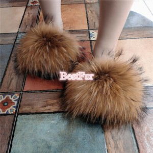 natural raccoon fur slides