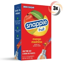 3x Packs Snapple Singles To Go Mango Madness Drink Mix | 6 Packets Each | .64oz