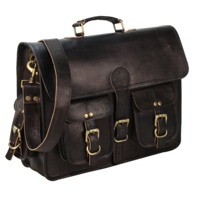 Handmade Vintage Leather Travel Messenger Office Crossbody Laptop Bag Briefcase