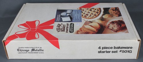 Vintage Chicago Metallic Village Baker 4 pezzi set base da forno #501G, NUOVO - Foto 8 di 9