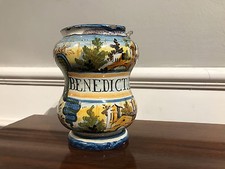 Italian Baroque Maiolica Drug Jar Albarello,  Castelli Region