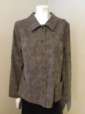 New Women s Christopher&banks Button Long Sleeve Cotton Brown Thick Top Size L
