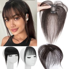100 Real Human Hair 3D Air Bangs Clip In Remy Extensions Fringe Front Hairpiece