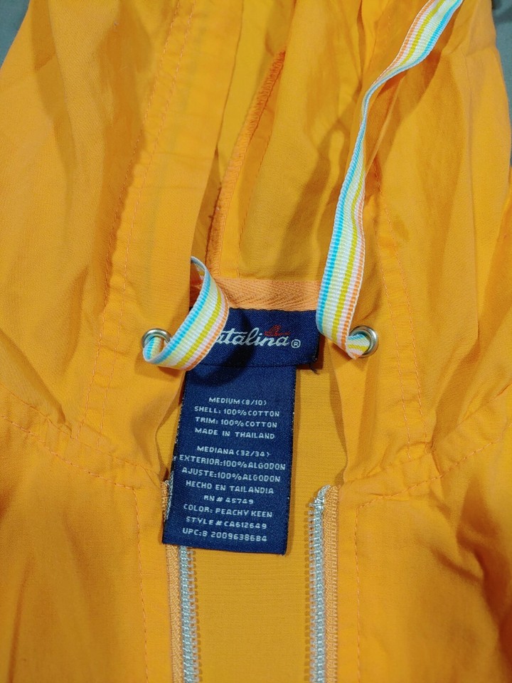 Catalina Windbreaker Womens M Orange Jacket Peachy Keen Full Zip Hooded