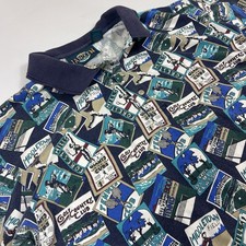 Vintage Jantzen Mens Large All Over Print Golf Baseball Polo 90s Tennis Novelty