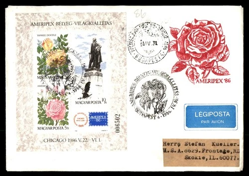 Mayfairstamps Hungary FDC 1986 Roses Americpex First Day Cover aaw_94631