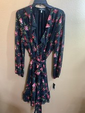 Nine West Red Rose Wrap Dress with Tie Waist 14 - NWT