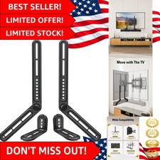 Detachable Soundbar Mounting Bracket for Above/Below TV Use - Fits Most Models