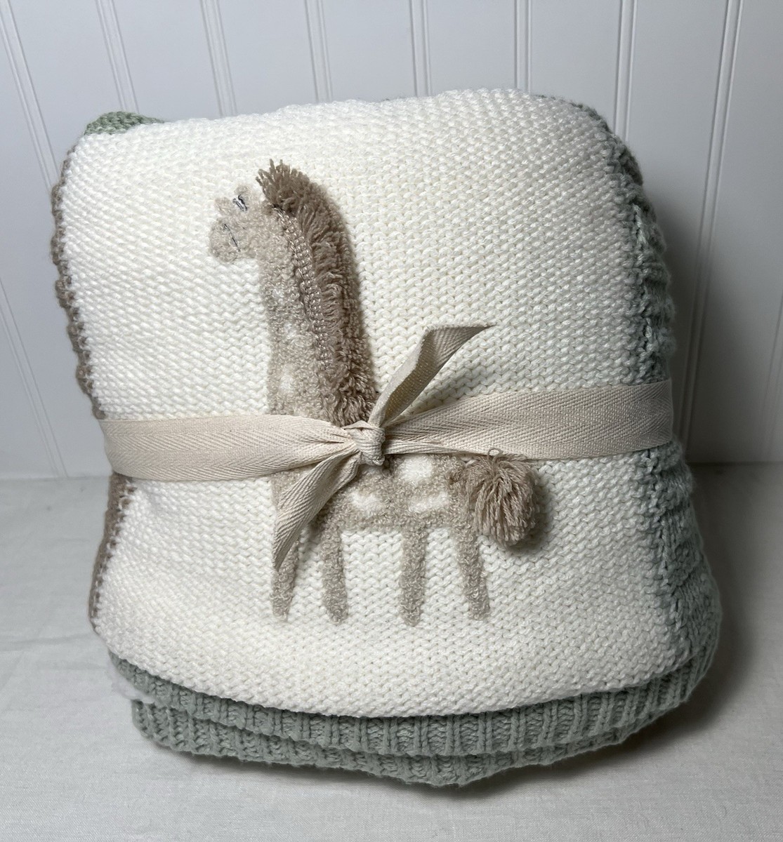 Pottery Barn Kids Giraffe Patchwork Heirloom Baby Blanket Riley (Monogram)