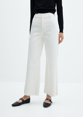 NWT Mango MNG Catherine White Culotte Wide Leg Jeans Womens US Size 18 High Rise
